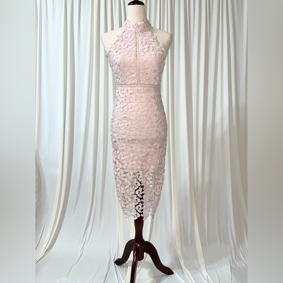 Bardot Gemma Pink Lace Midi Halter Dress - Picture 4 of 9